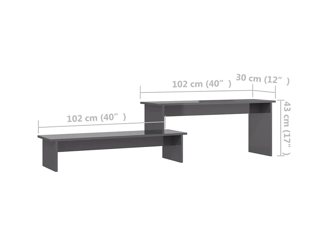 Gritnir  Mueble para TV madera contrachapada gris brillante 180x30x43 cm