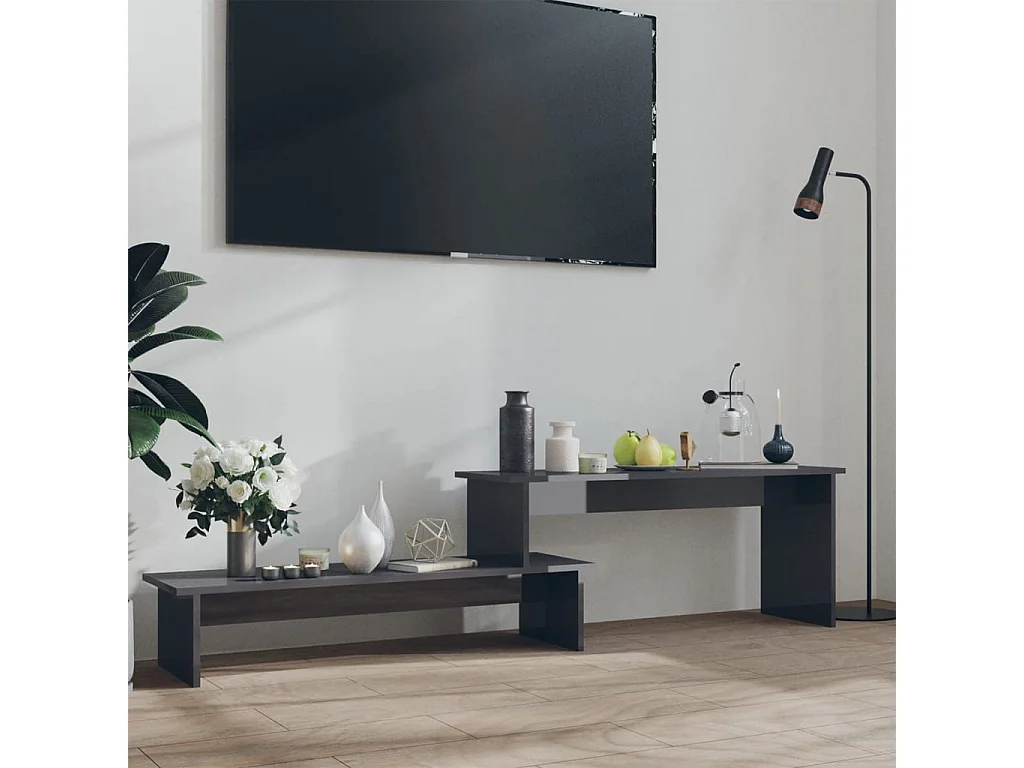 Gritnir  Tv-meubel 180x30x43 cm bewerkt hout hoogglans grijs