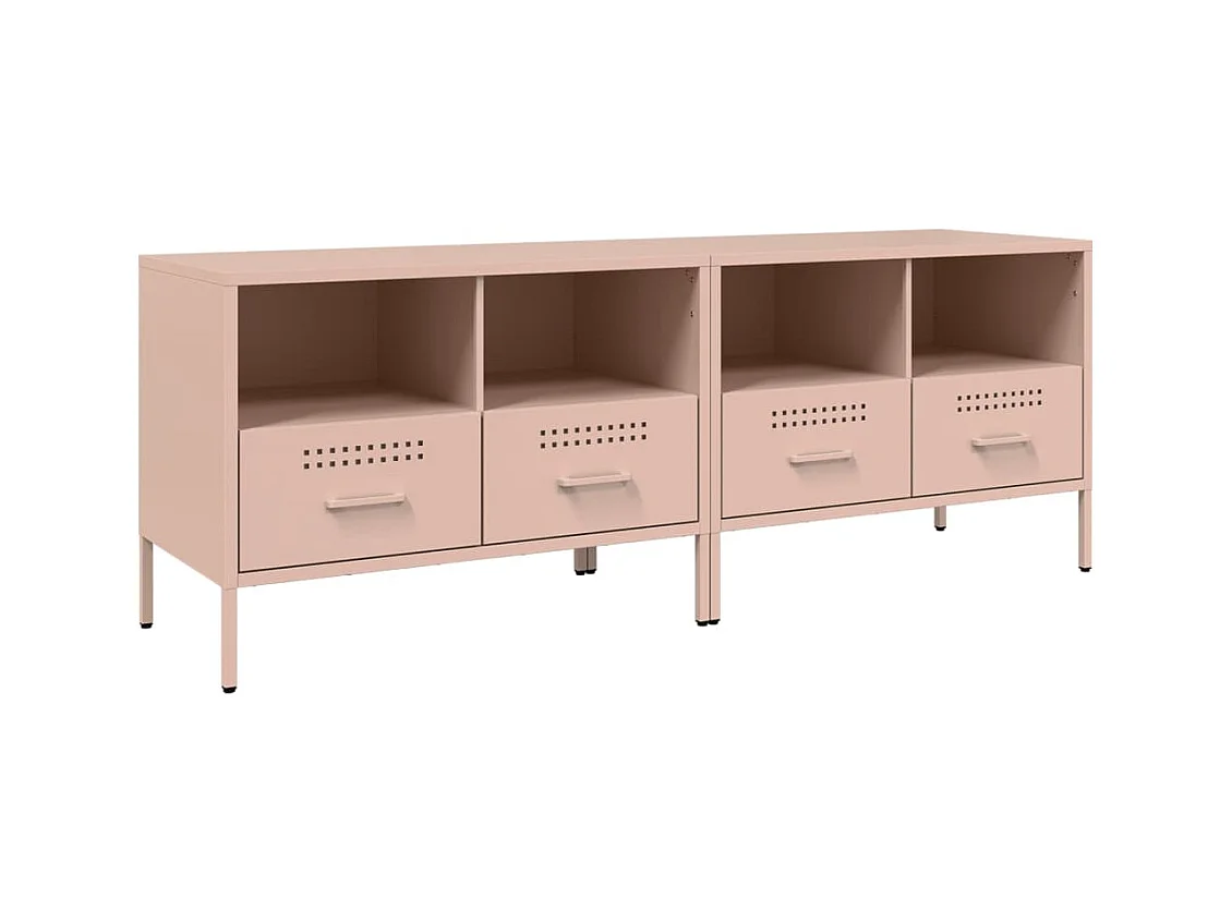 Dundrum  Tv-meubelen 2 st 68x39x50,5 cm staal roze