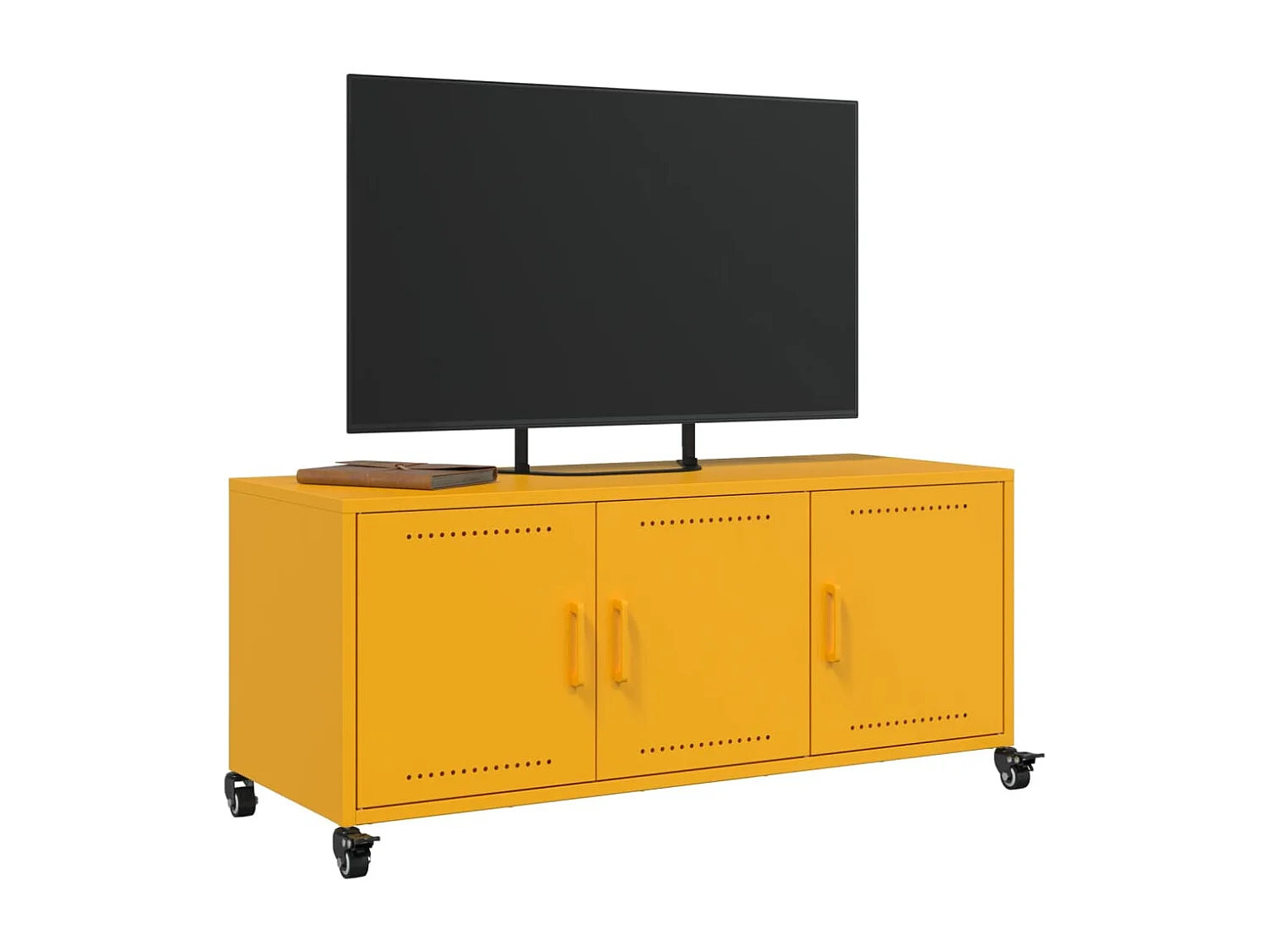 Tours  Mueble de TV de acero amarillo mostaza 100,5x39x43,5 cm