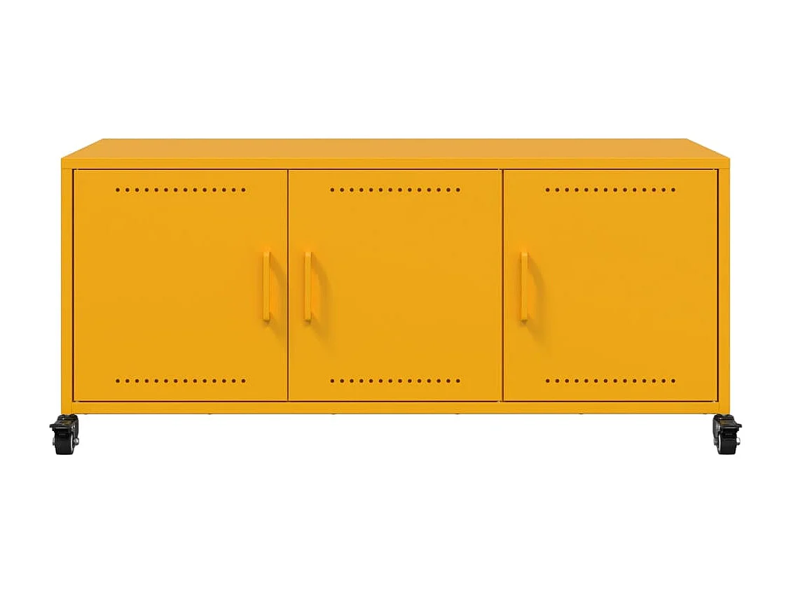 Tours  Mueble de TV de acero amarillo mostaza 100,5x39x43,5 cm
