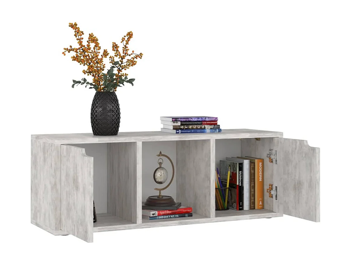 Knut  Tv-meubel 88,5x27,5x30,5 cm bewerkt hout betongrijs