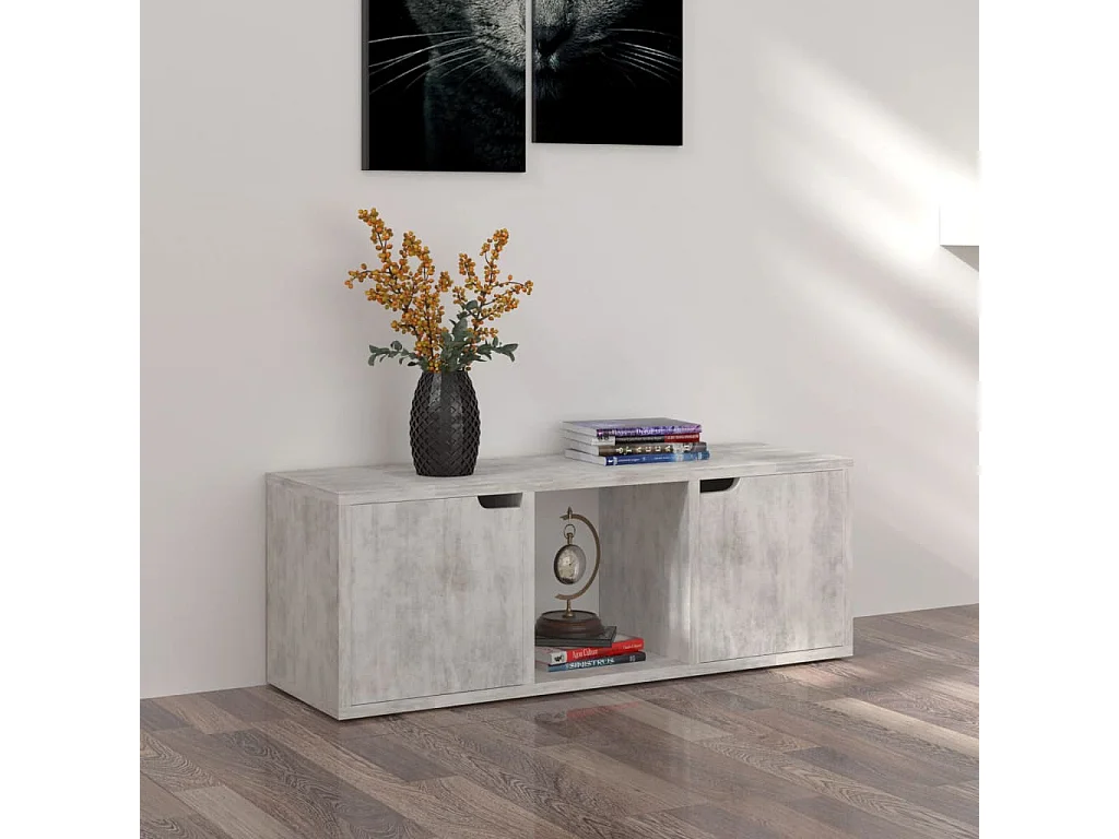 Knut  Meuble TV Béton 88,5x27,5x30,5 cm Bois d’ingénierie