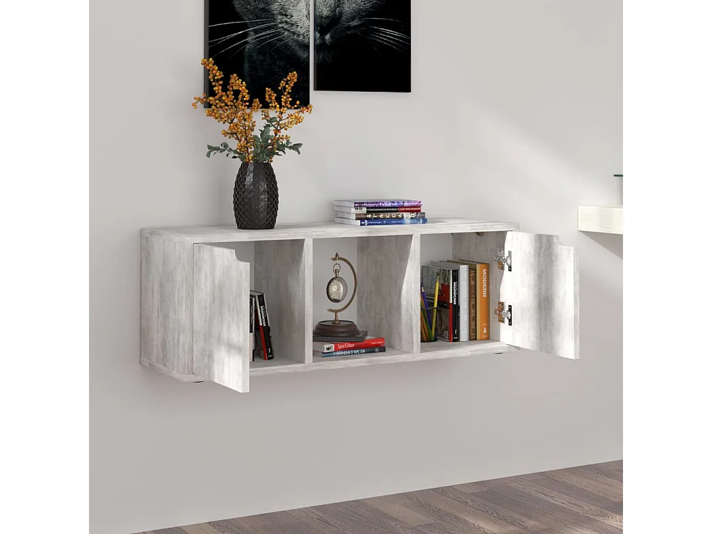 Knut  Meuble TV Béton 88,5x27,5x30,5 cm Bois d’ingénierie