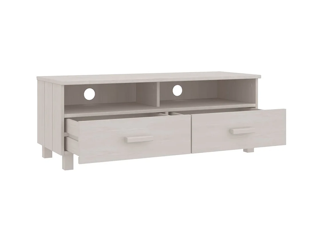 Lilia  Meuble TV HAMAR Blanc 106x40x40 cm Bois massif de pin