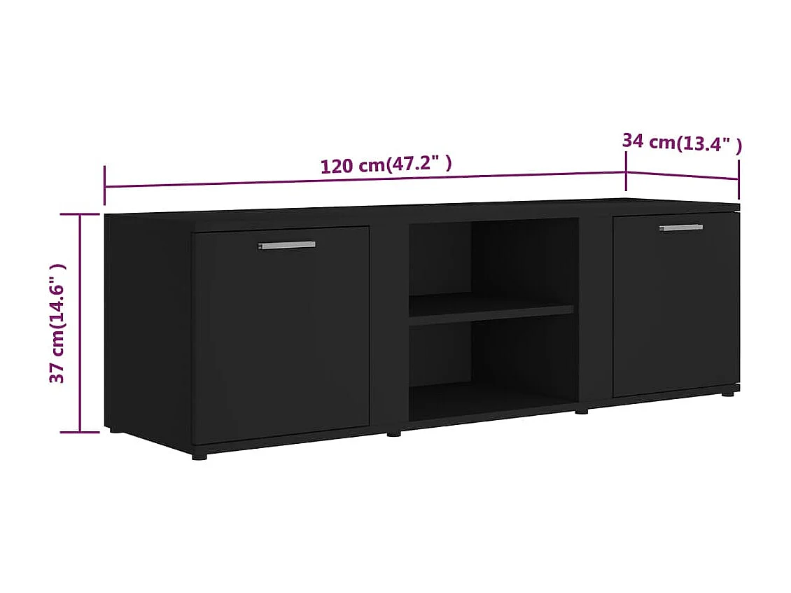 Teodoro Giuseppe  Tv-meubel 120x34x37 cm bewerkt hout zwart