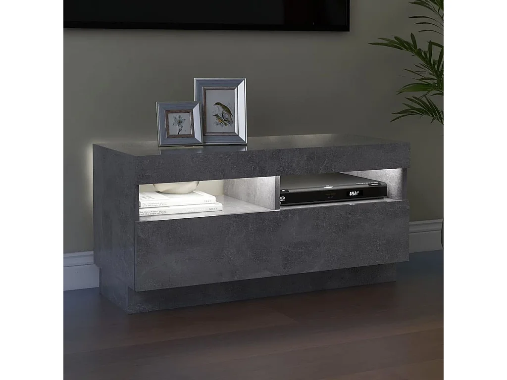 Roelant  Meuble TV avec lumières LED gris béton 80x35x40 cm