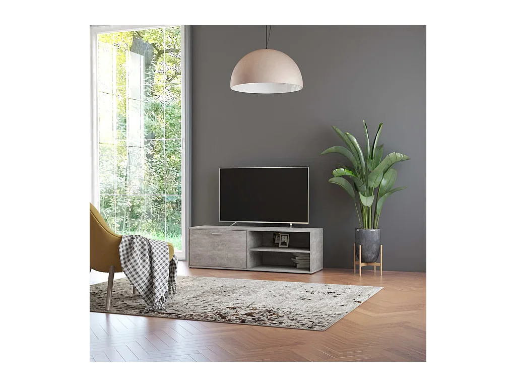Steijn  Meuble TV Gris béton 120x34x37 cm Bois d’ingénierie