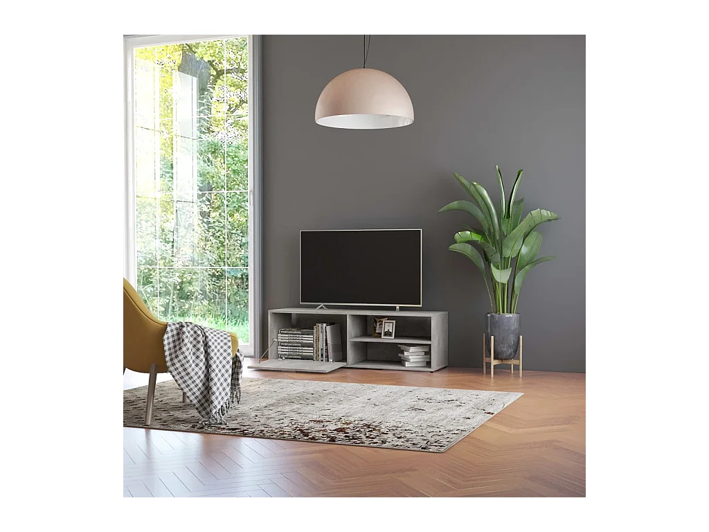 Steijn  Meuble TV Gris béton 120x34x37 cm Bois d’ingénierie