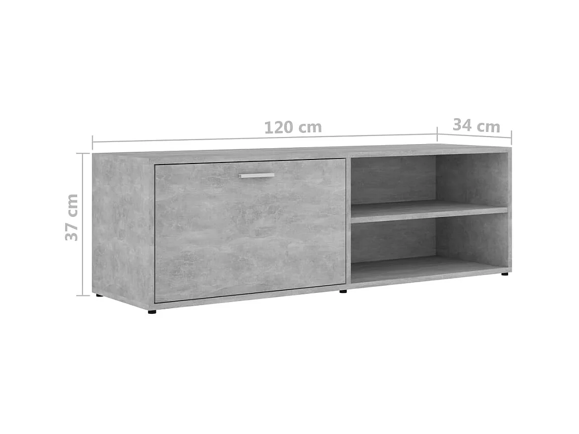 Steijn  Meuble TV Gris béton 120x34x37 cm Bois d’ingénierie