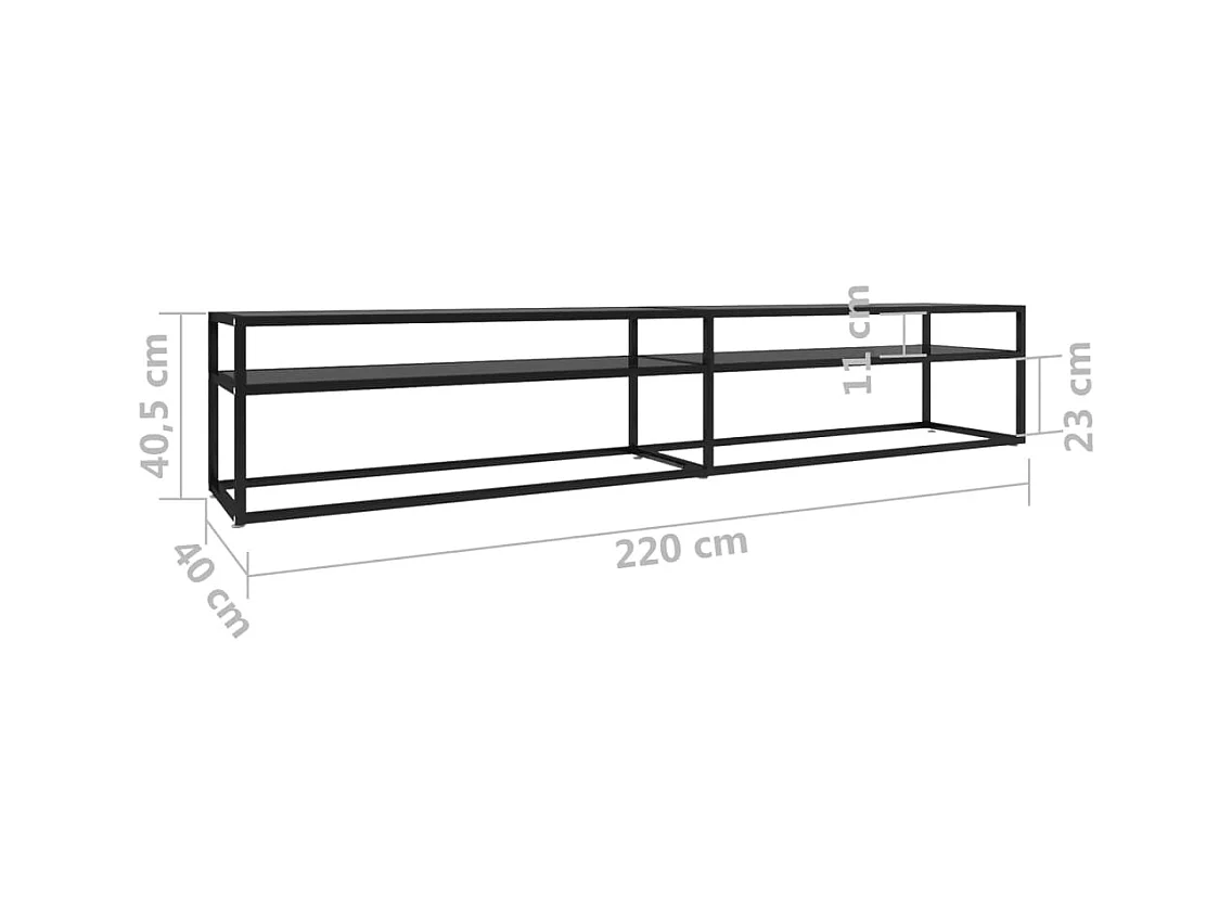 Ballypatrick  Mueble para TV vidrio templado negro 220x40x40,5 cm