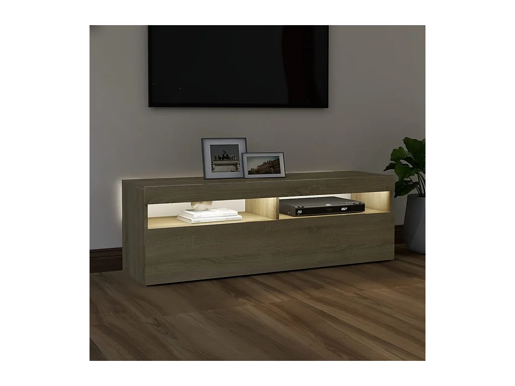Ilion  Meuble TV avec lumières LED chêne sonoma 120x35x40 cm