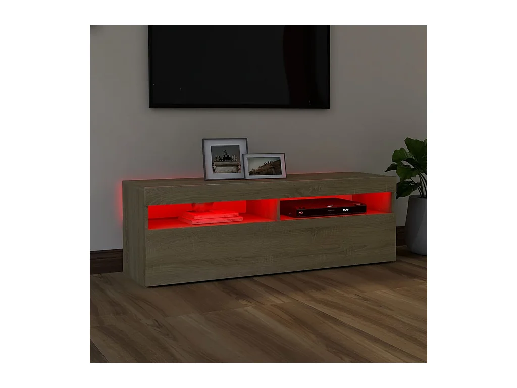 Ilion  Mueble de TV con luces LED roble Sonoma 120x35x40 cm