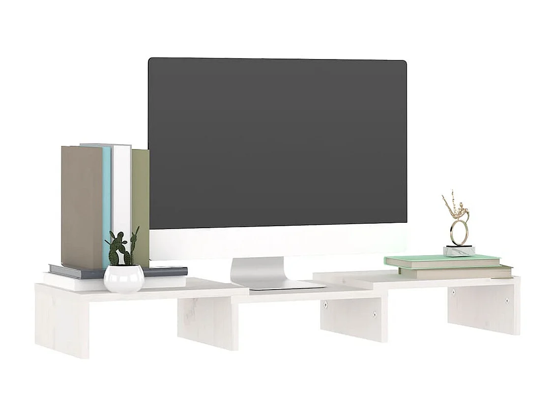 Prolenta Premium -  Support de moniteur Blanc 60x24x10,5 cm Bois de pin solide