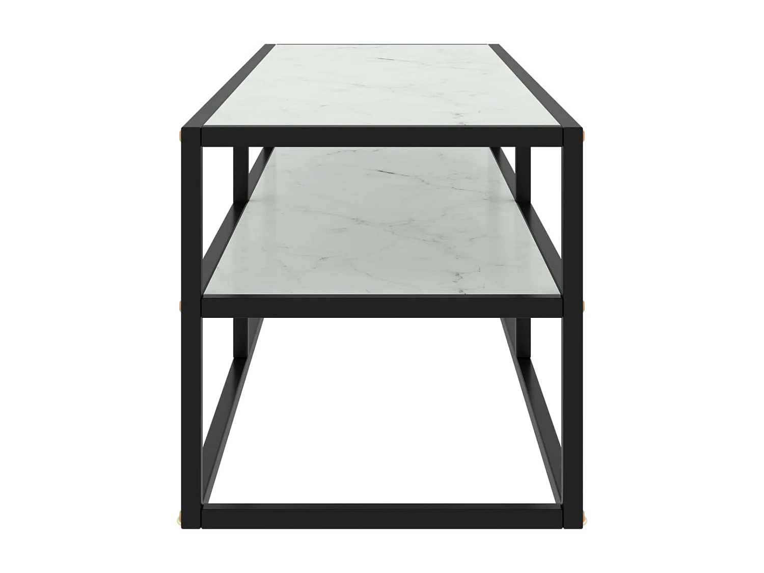 Iselin Marie  Meuble TV noir avec verre marbre blanc 120x40x40 cm