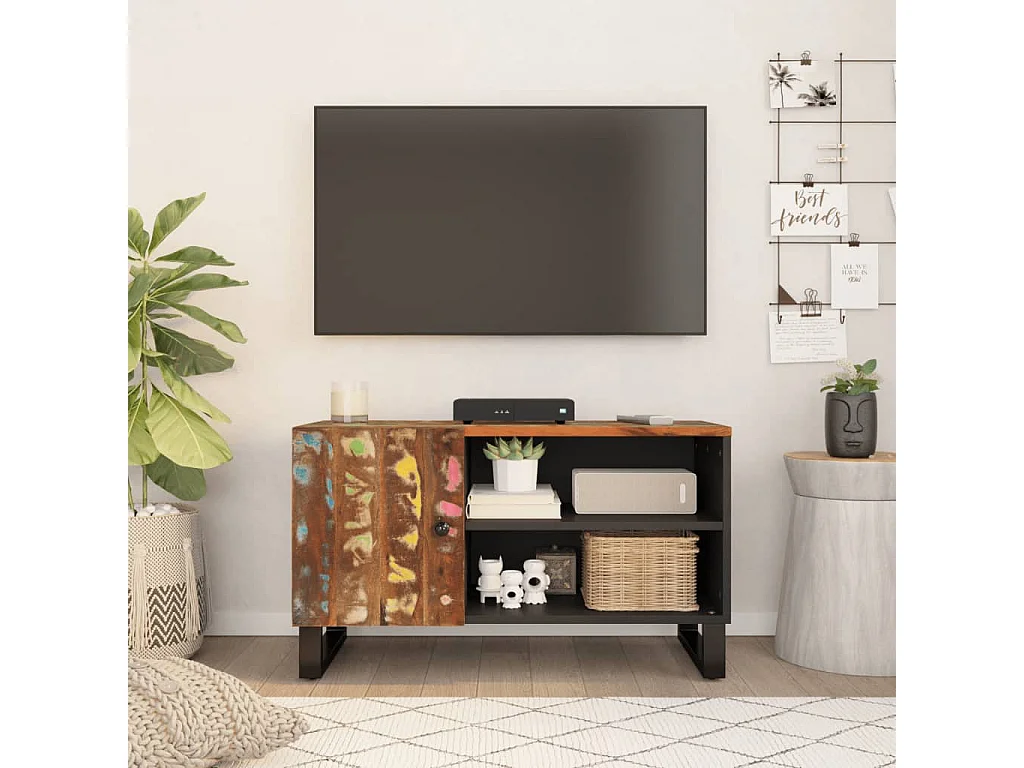 Torval  Tv-meubel 80x33x46 cm massief hout gerecycled en bewerkt hout