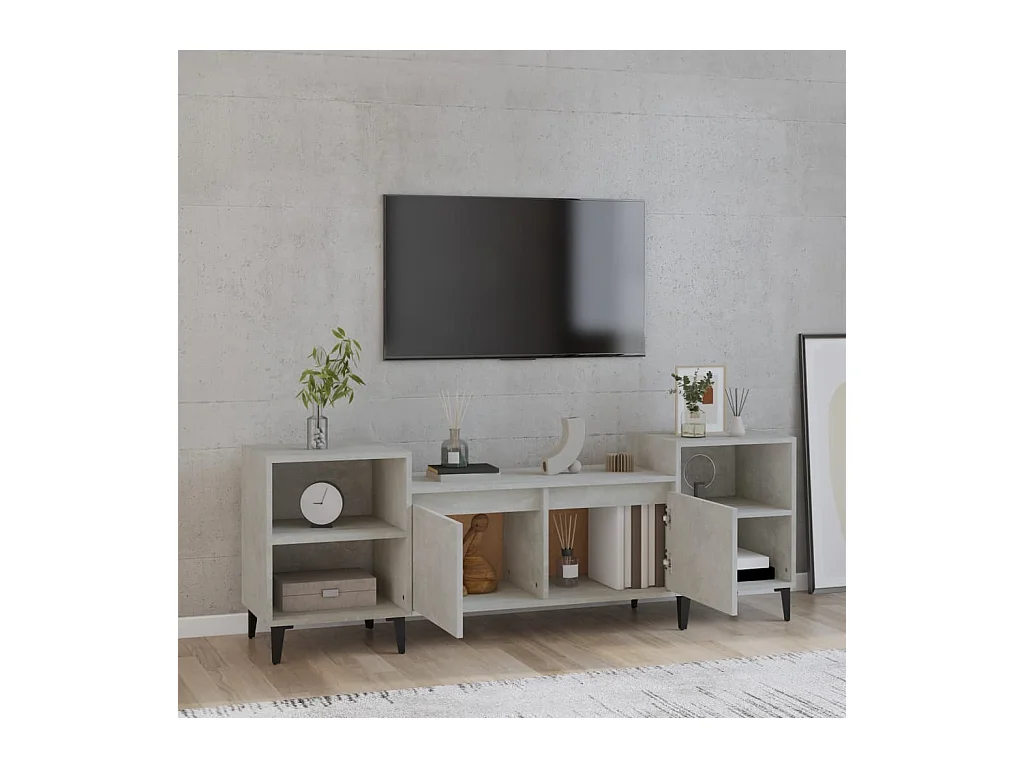 Blakely  Meuble TV Gris béton 160x35x55 cm Bois d'ingénierie