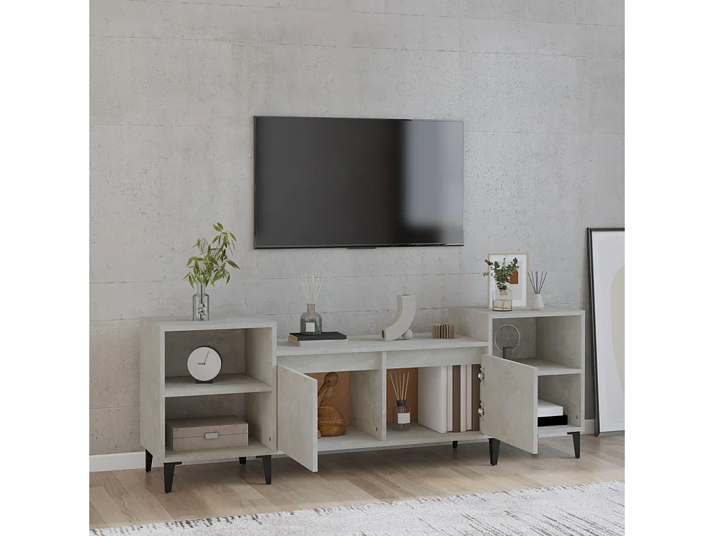 Blakely  Meuble TV Gris béton 160x35x55 cm Bois d'ingénierie