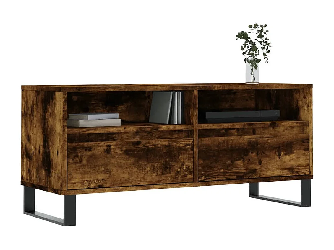Volne  Meuble TV chêne fumé 100x34,5x44,5 cm bois d'ingénierie