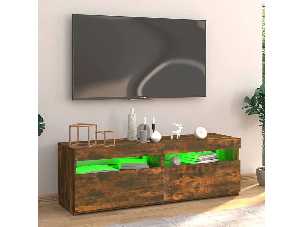 Ilion  Tv-meubel met LED-verlichting 120x35x40 cm gerookt eikenkleurig