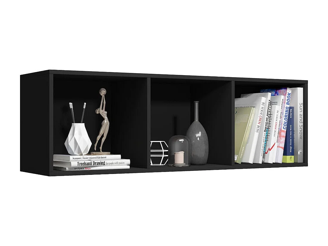 Pieter  Bibliothèque/Meuble TV noir 36x30x114 cm bois d'ingénierie