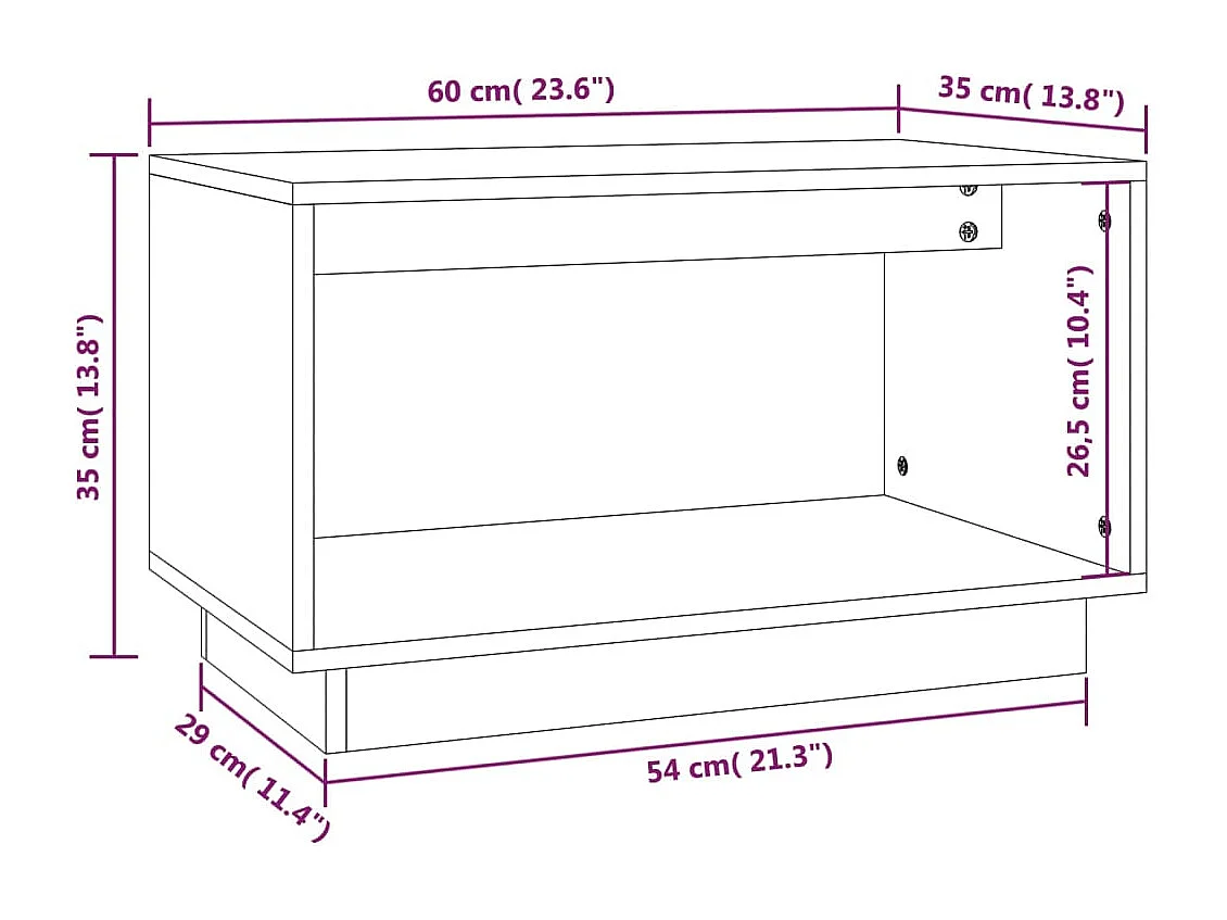 Myrrh  Mueble de TV de madera maciza de pino gris 60x35x35 cm