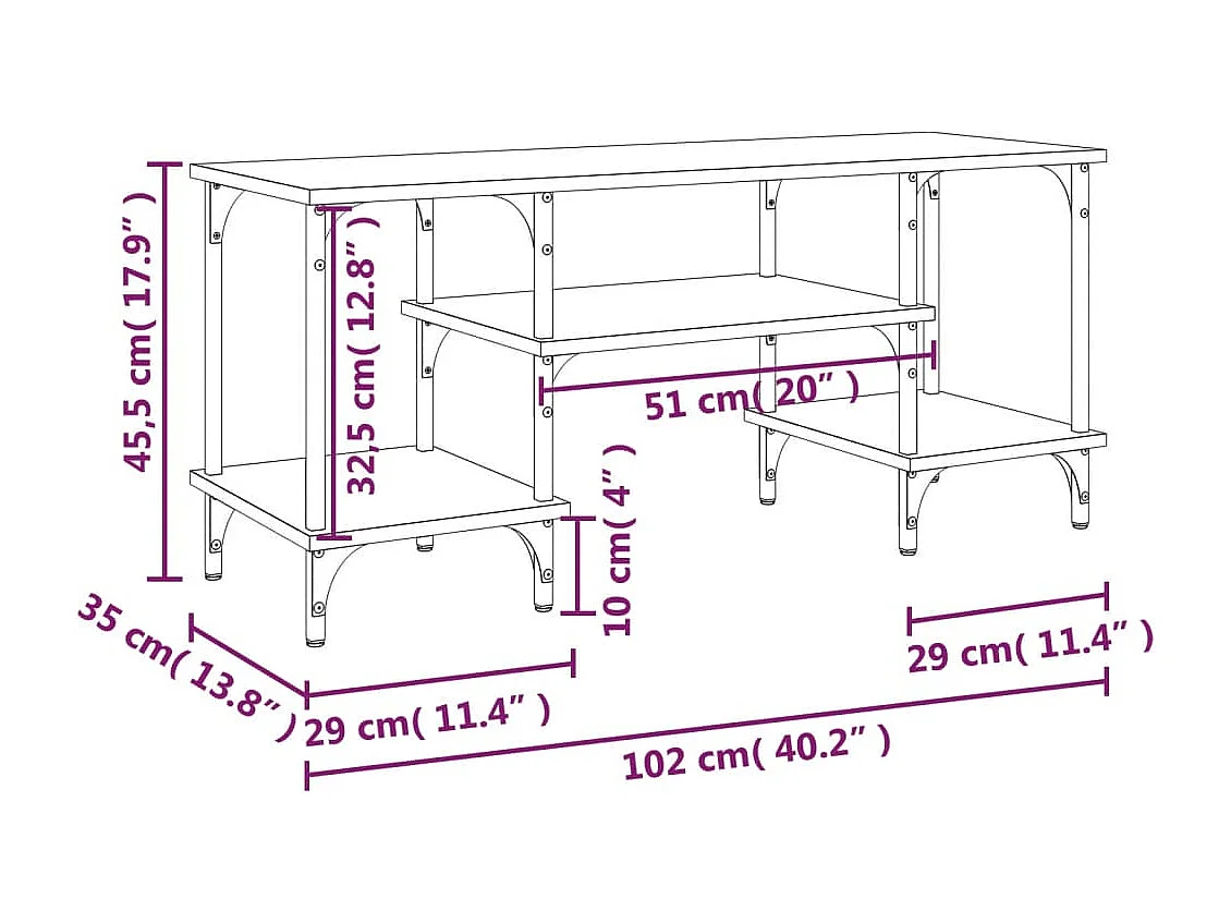 Tynir  Meuble TV chêne sonoma 102x35x45,5 cm bois d'ingénierie