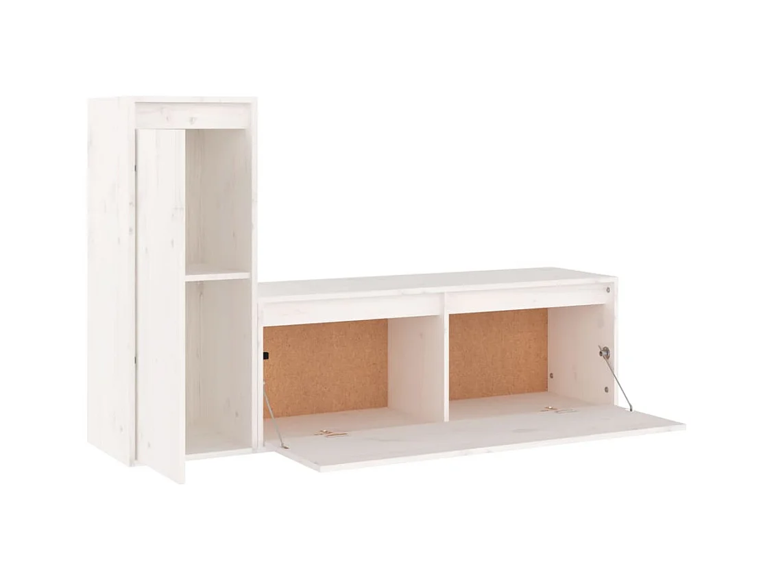 Janelle  Meubles TV 2 pcs Blanc Bois massif de pin