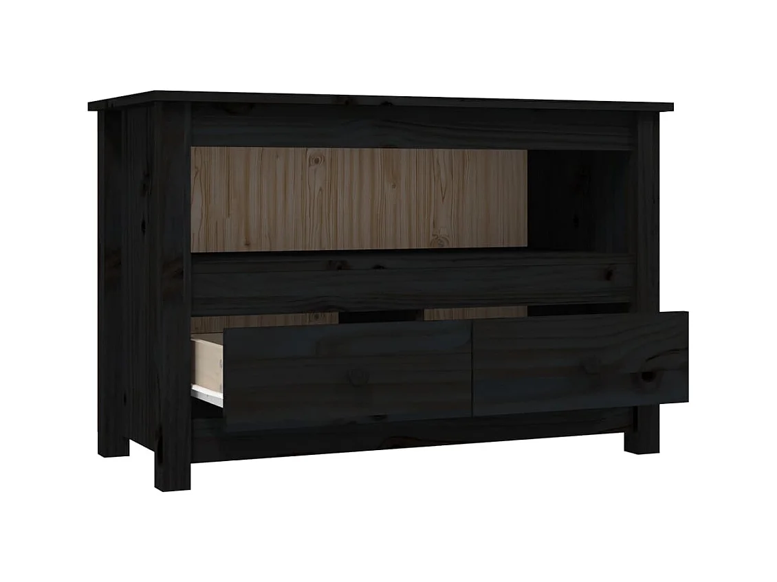 Trace Logan  Meuble TV Noir 79x35x52 cm Bois de pin massif