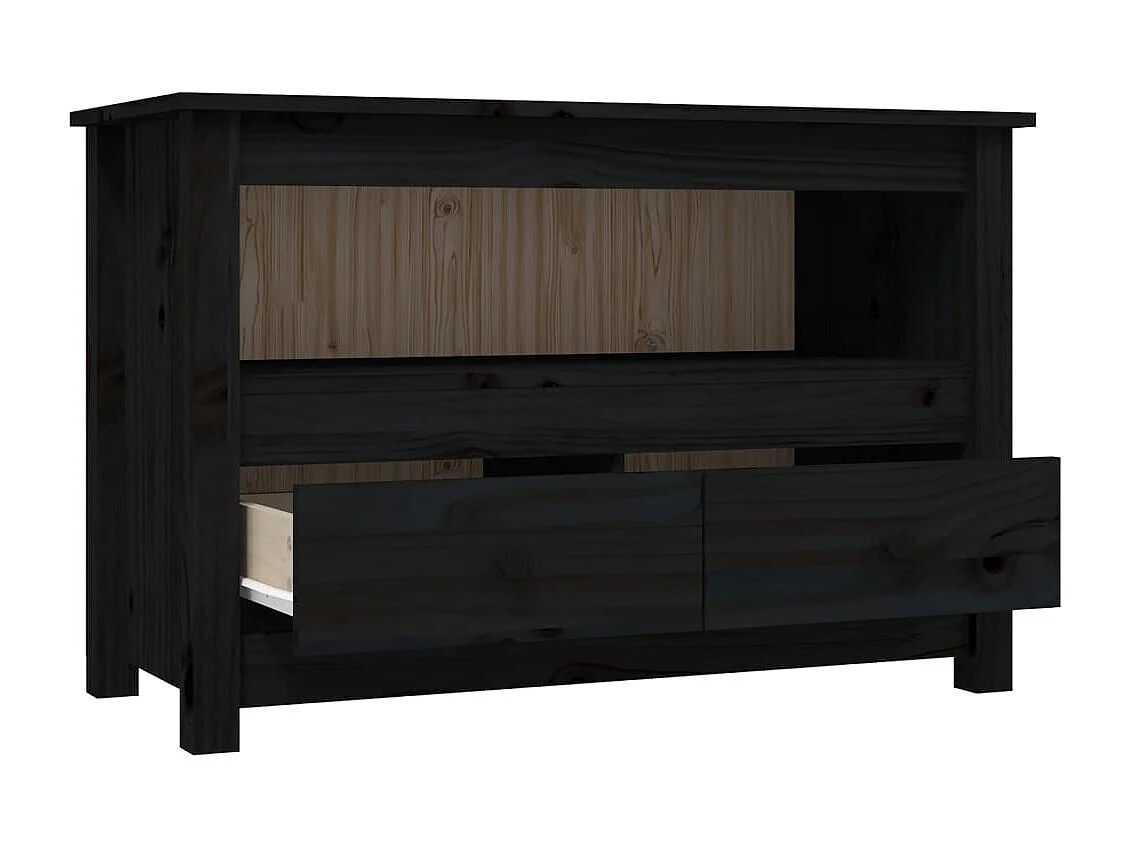 Trace Logan  Meuble TV Noir 79x35x52 cm Bois de pin massif