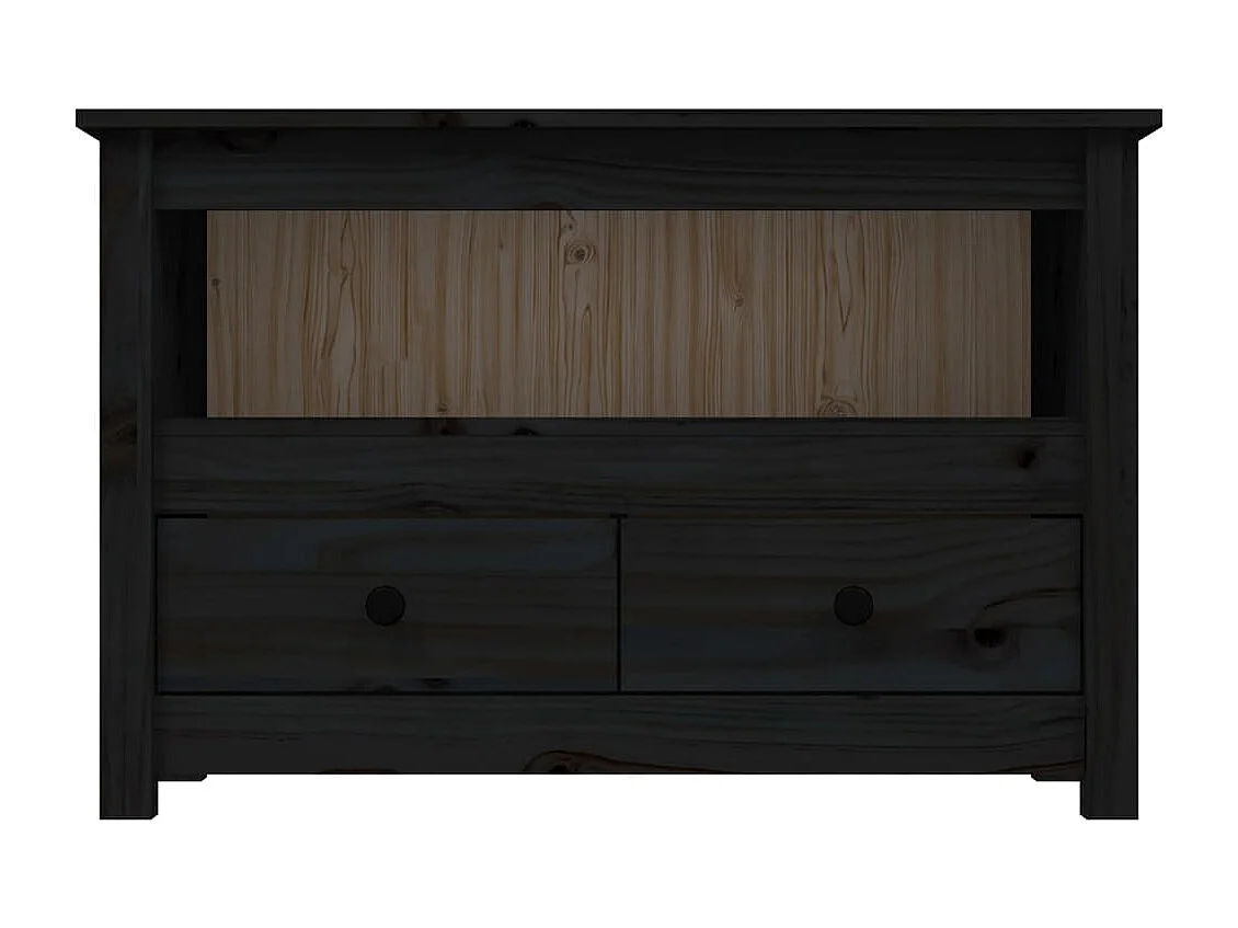 Trace Logan  Mueble de TV de madera maciza de pino negro 79x35x52 cm