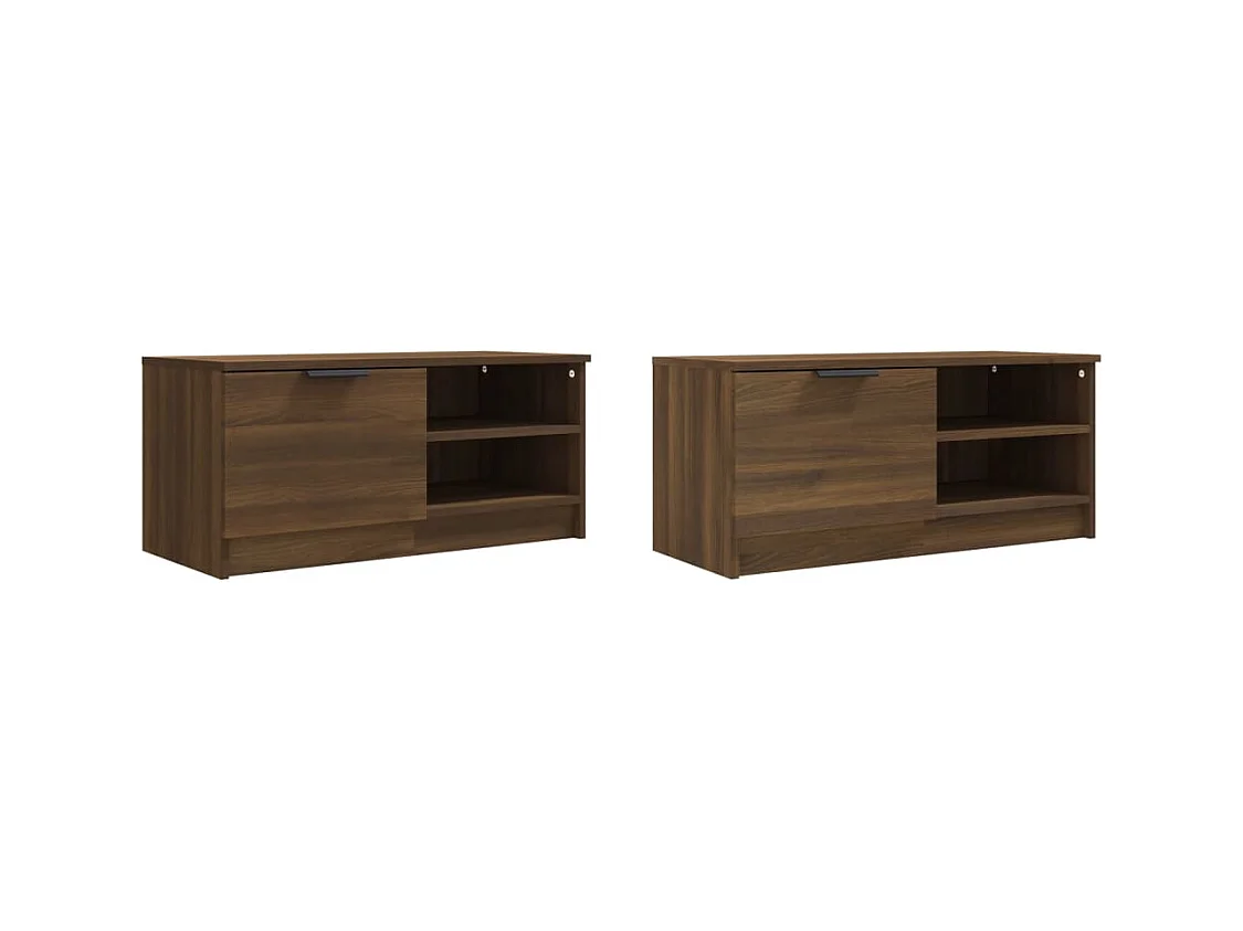 Bryvra  Muebles para TV 2 uds contrachapado marrón roble 80x35x36,5 cm