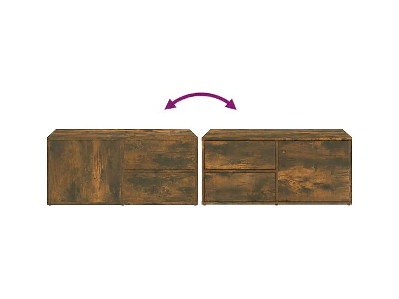 Waianae  Meuble TV Chêne fumé 80x34x36 cm Bois d'ingénierie