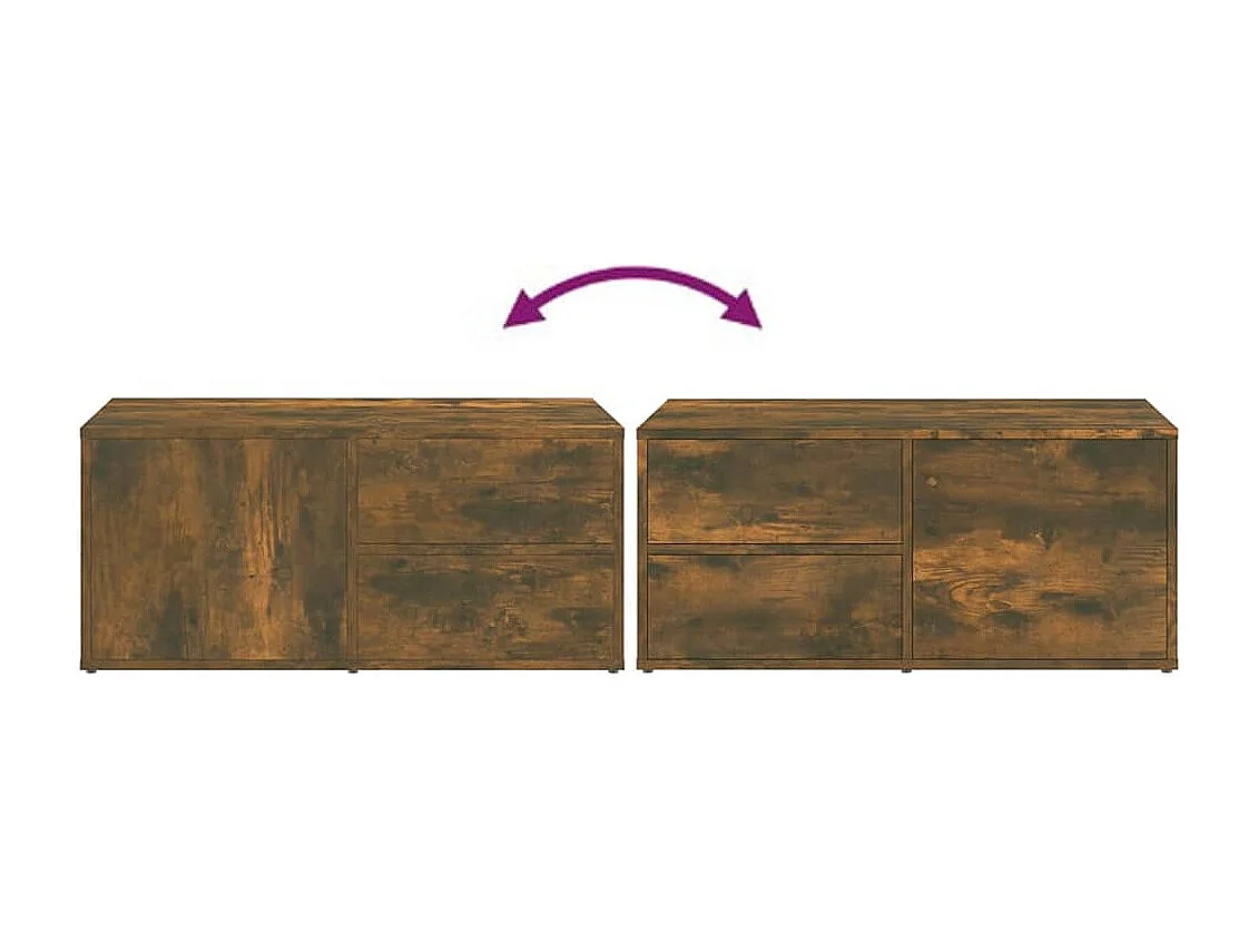 Waianae  Meuble TV Chêne fumé 80x34x36 cm Bois d'ingénierie