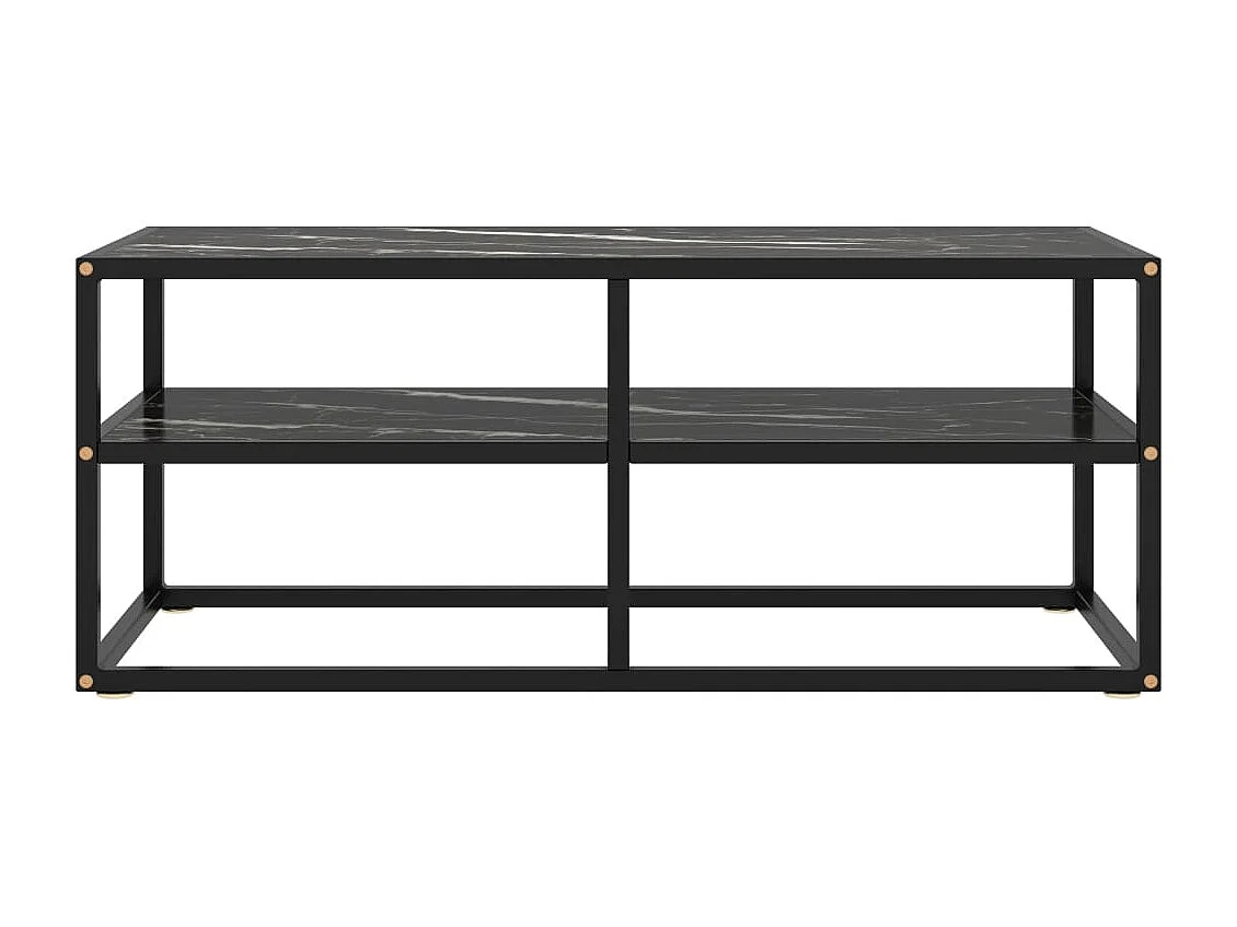 Iselin Marie  Meuble TV noir avec verre marbre noir 100x40x40 cm