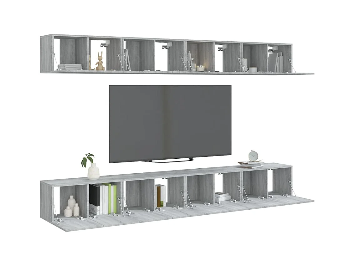 Clara  Meubles TV 8 pcs Sonoma gris 60x30x30 cm Bois d'ingénierie