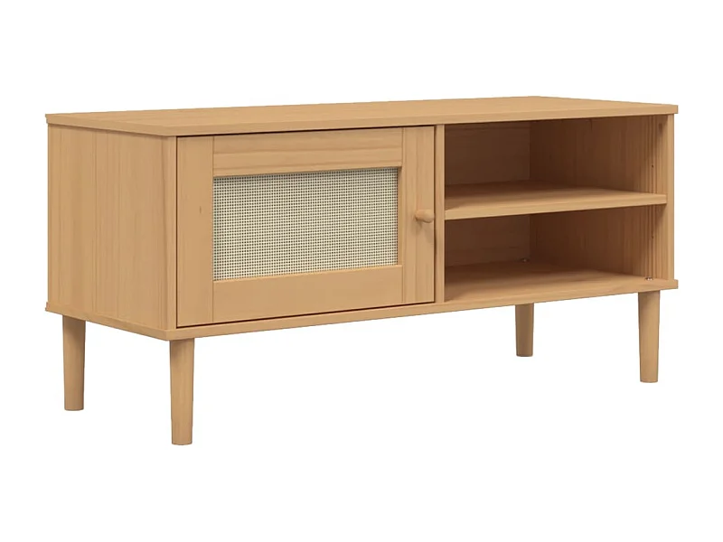 Jere  Tv-meubel SENJA 106x40x49 cm rattan massief grenenhout bruin