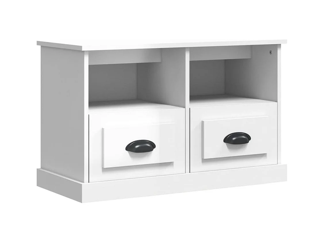 Cloughaneely  Meuble TV blanc brillant 80x35x50 cm bois d'ingénierie