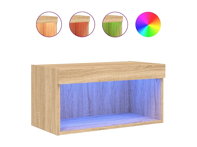 Mano  Meuble TV avec lumières LED chêne sonoma 60x30x30 cm