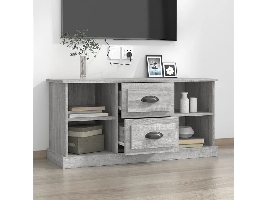 Dralinor  Mueble para TV madera contrachapada gris Sonoma 99,5x35,5x48 cm