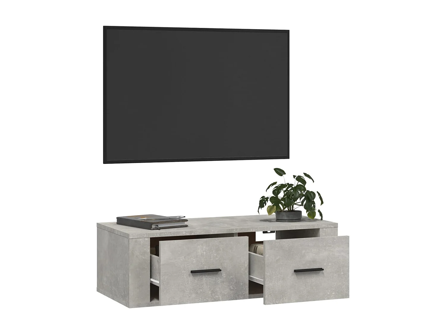 Castlewarden  Meuble TV suspendu Gris béton 80x36x25 cm Bois d'ingénierie