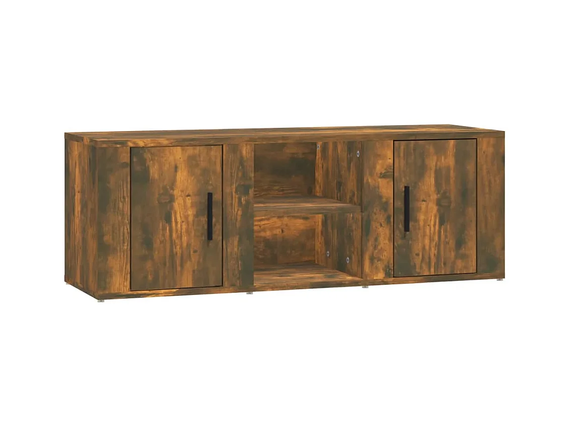 Hidran  Meuble TV Chêne fumé 100x31,5x35 cm Bois d'ingénierie