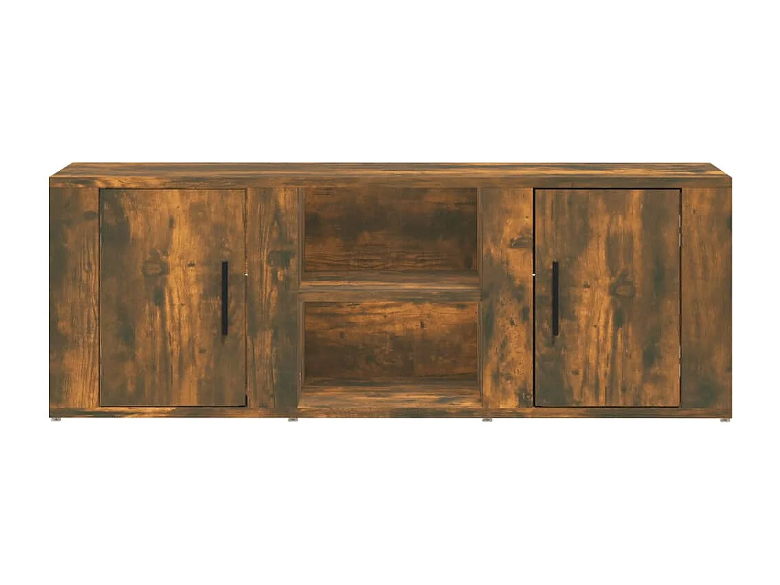Hidran  Meuble TV Chêne fumé 100x31,5x35 cm Bois d'ingénierie