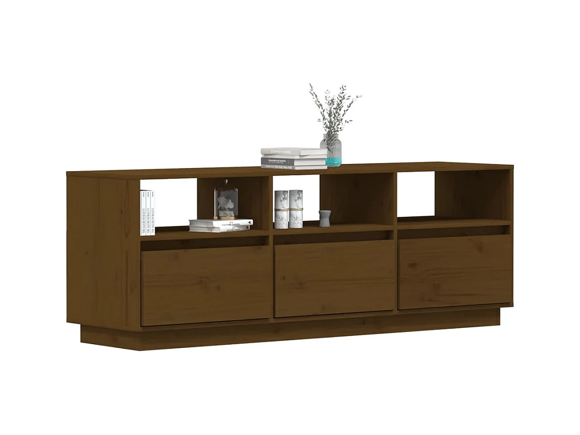 Sybe  Tv-meubel 140x37x50 cm massief grenenhout honingbruin