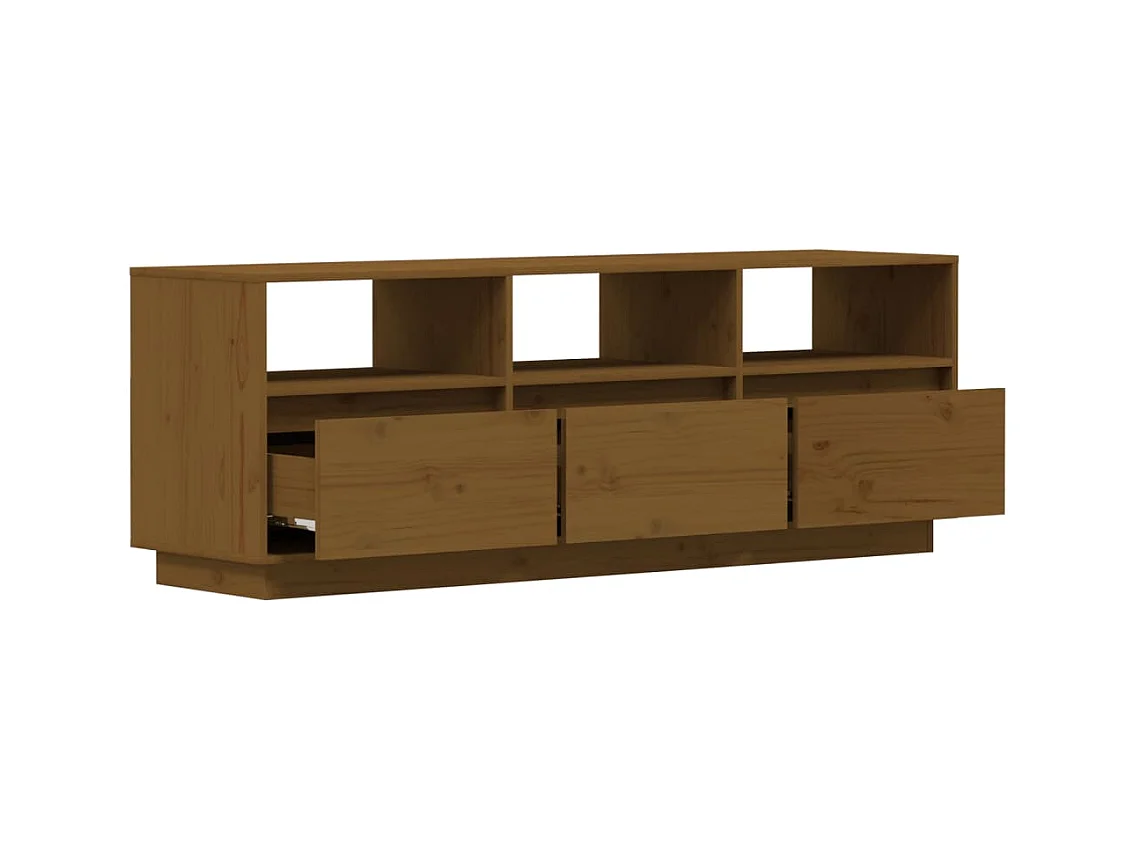 Sybe  Tv-meubel 140x37x50 cm massief grenenhout honingbruin