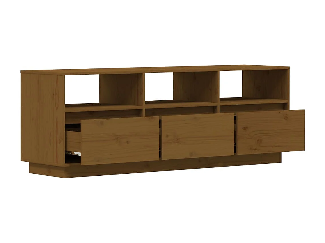 Sybe  Tv-meubel 140x37x50 cm massief grenenhout honingbruin