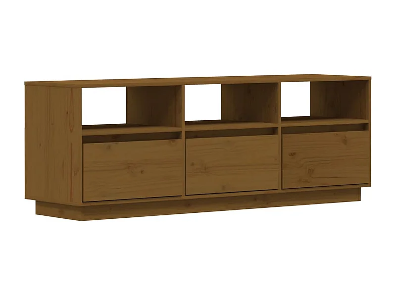 Sybe  Meuble TV Marron miel 140x37x50 cm Bois de pin massif