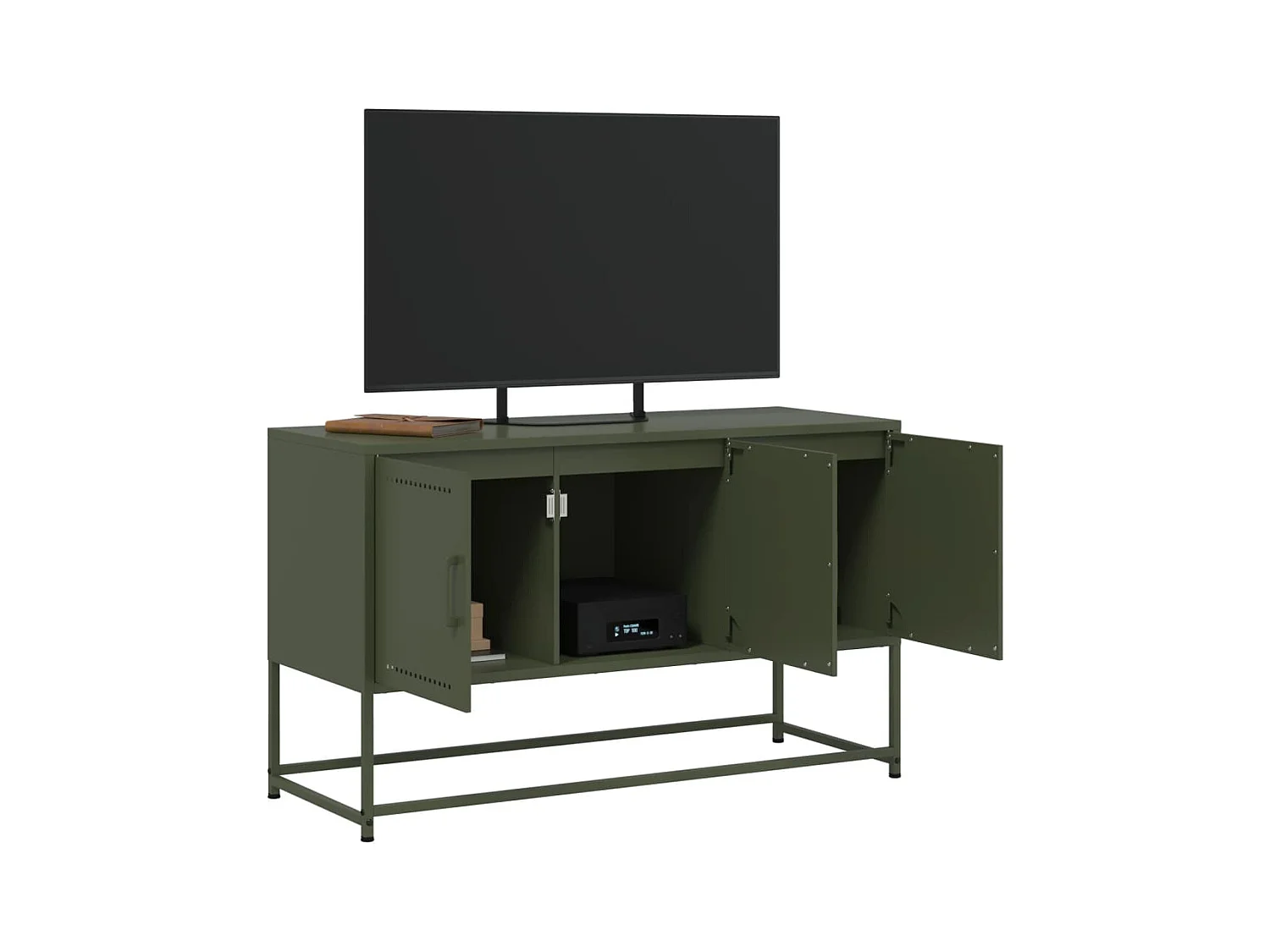 Vornar  Meuble TV vert olive 100,5x39x60,5 cm acier