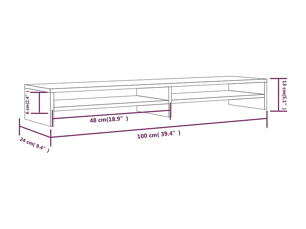 Prolenta Premium -  Support de moniteur Blanc 100x24x13 cm Bois de pin solide