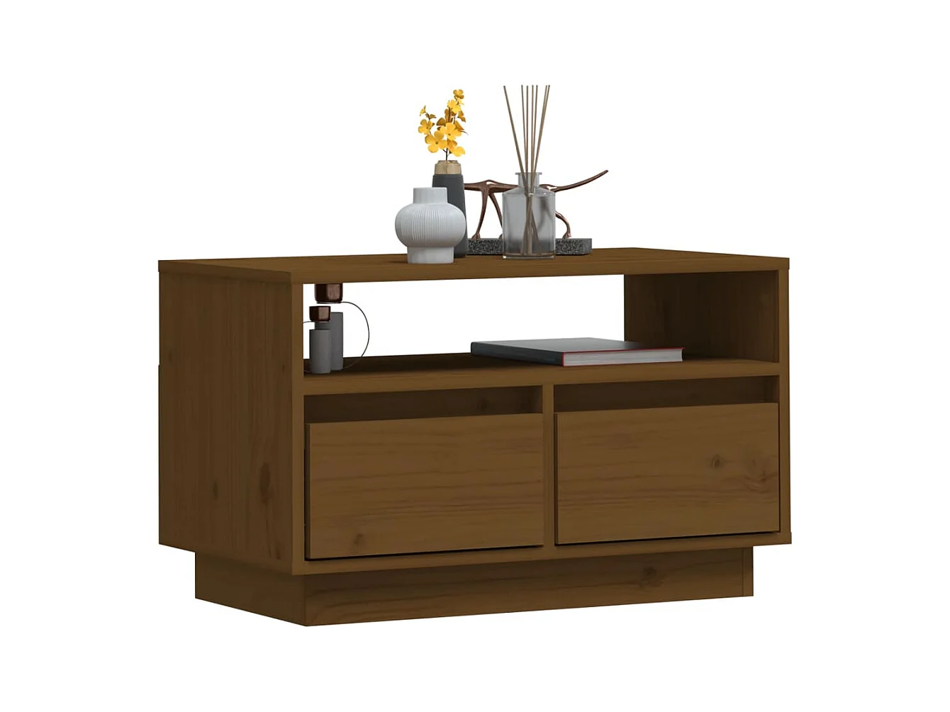 Bemidji  Meuble TV Marron miel 60x35x37 cm Bois de pin massif